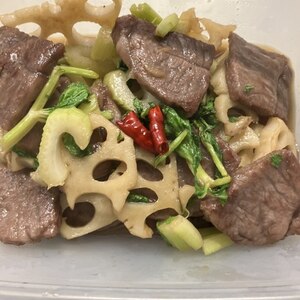 れんこんと牛肉の甘辛煮